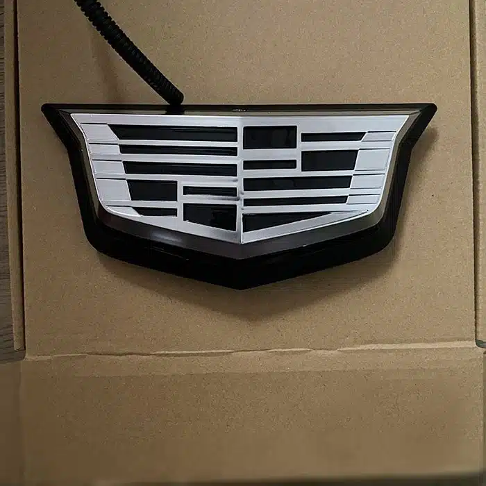 Cadillac CT5 light up emblem — white LED, silver finish, front grille